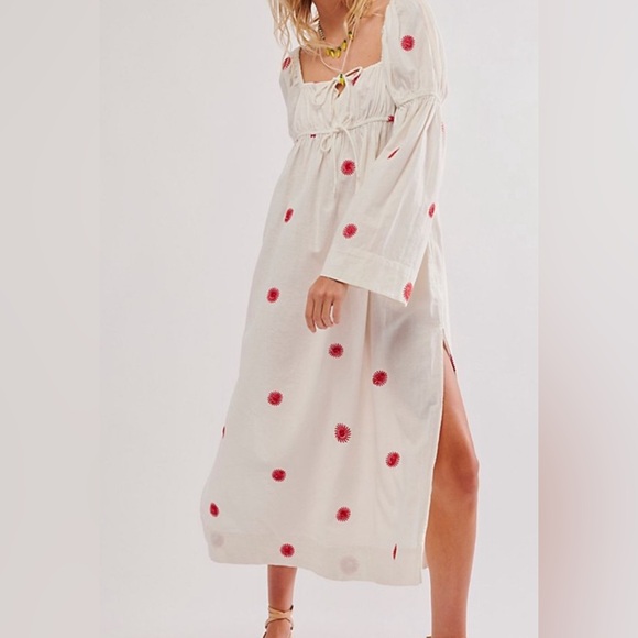 NWOT Free People Midi Babydoll Style Embroidered Dress - Picture 3 of 15